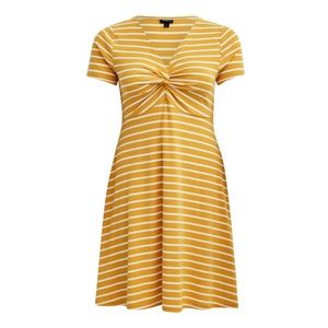 Torrid Mustard and White Striped Midi Dress